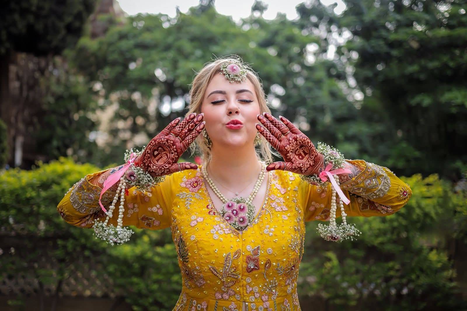 Haldi ceremony morning marigold bridal hair and makeup